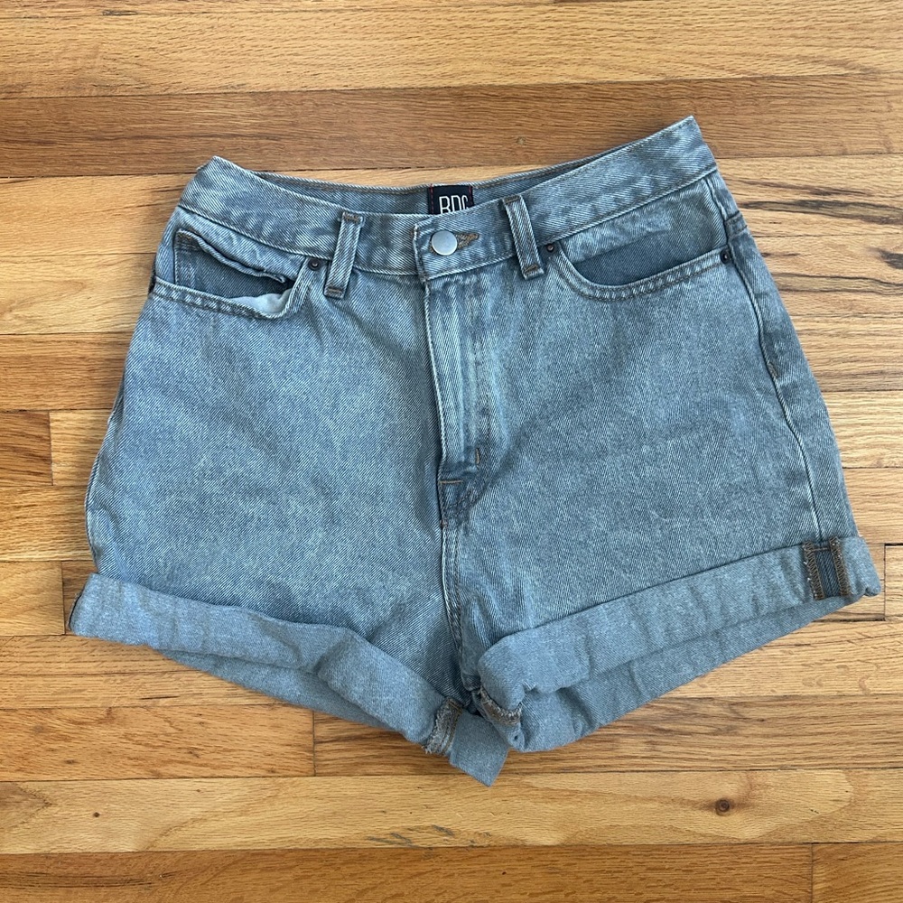 BDG High Rise Gray Denim Shorts